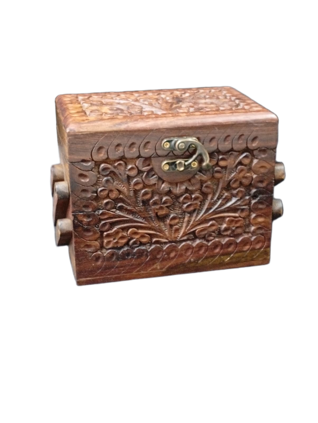 3-Layer Wooden Jewellery Box – Traditional Carved Storage & Organizer (Size: Length-15cm, Width-10cm, Height-12cm) - Image 6
