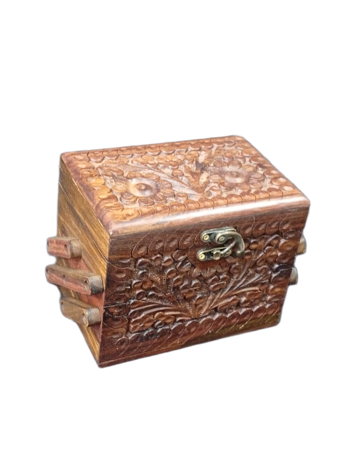 3-Layer Wooden Jewellery Box – Traditional Carved Storage & Organizer (Size: Length-15cm, Width-10cm, Height-12cm) - Image 7