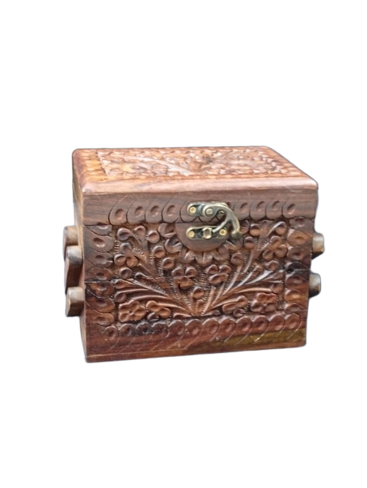 3-Layer Wooden Jewellery Box – Traditional Carved Storage & Organizer (Size: Length-15cm, Width-10cm, Height-12cm) - Image 8
