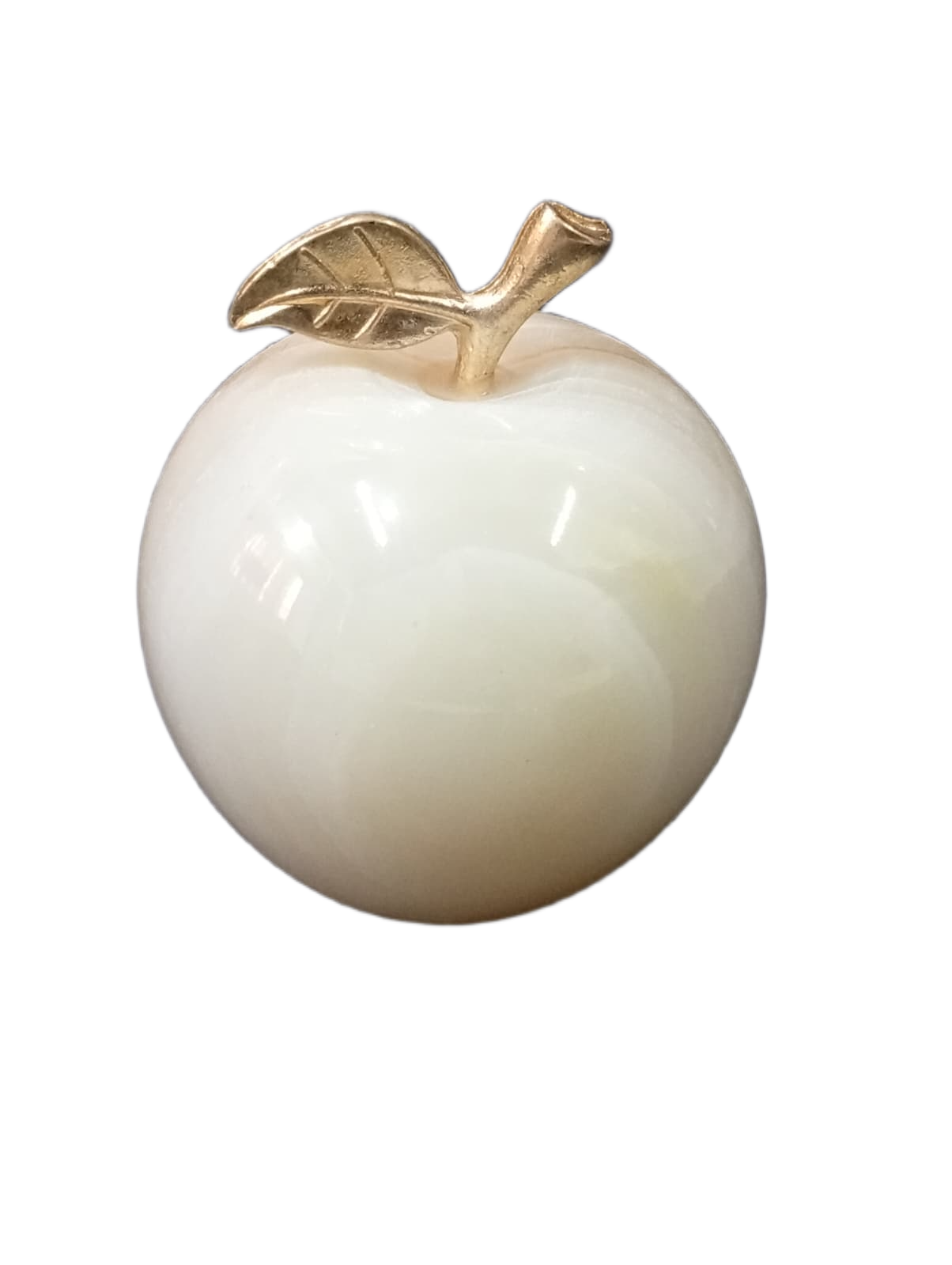 Elegant Onyx Stone Apple Decor with Golden Leaf (Size: 9 cm) - Image 4