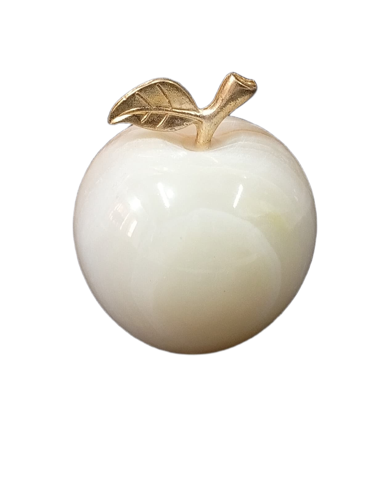 Elegant Onyx Stone Apple Decor with Golden Leaf (Size: 9 cm) - Image 6
