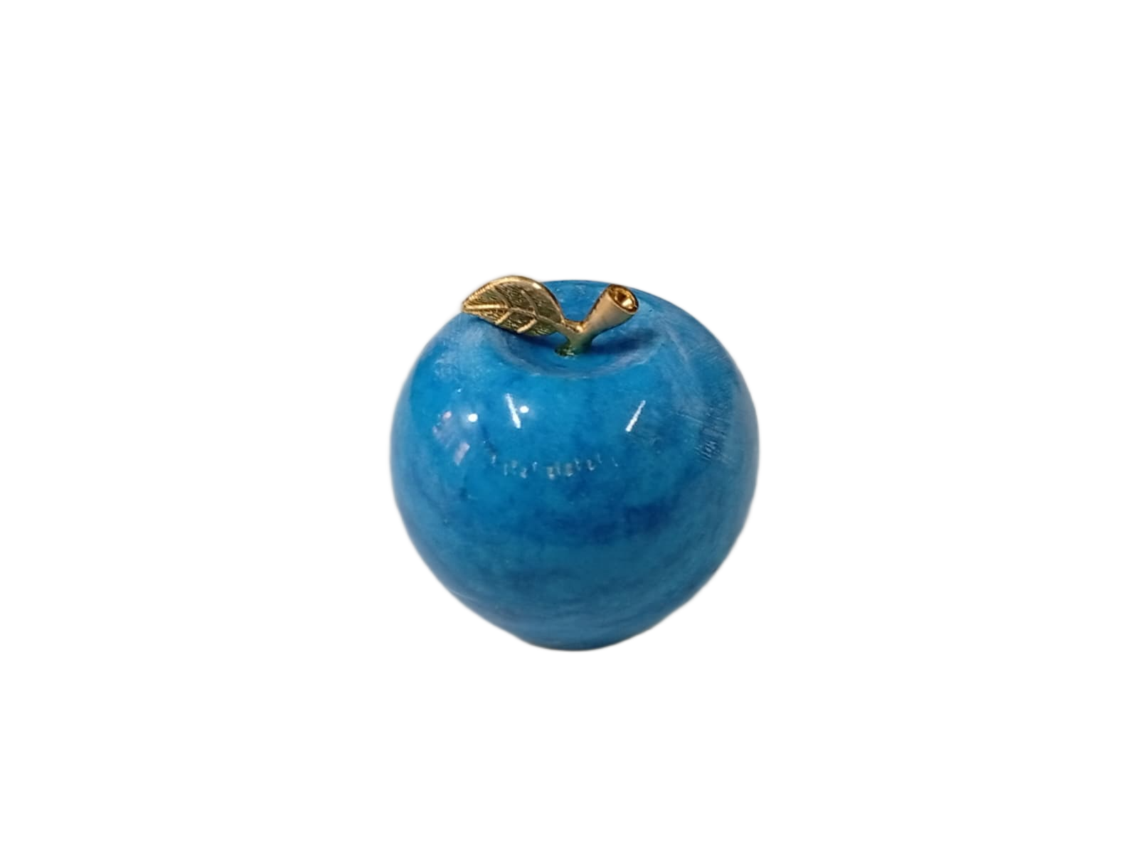 Elegant Onyx Stone Apple Decor with Golden Leaf (Size: 7 cm) - Image 4