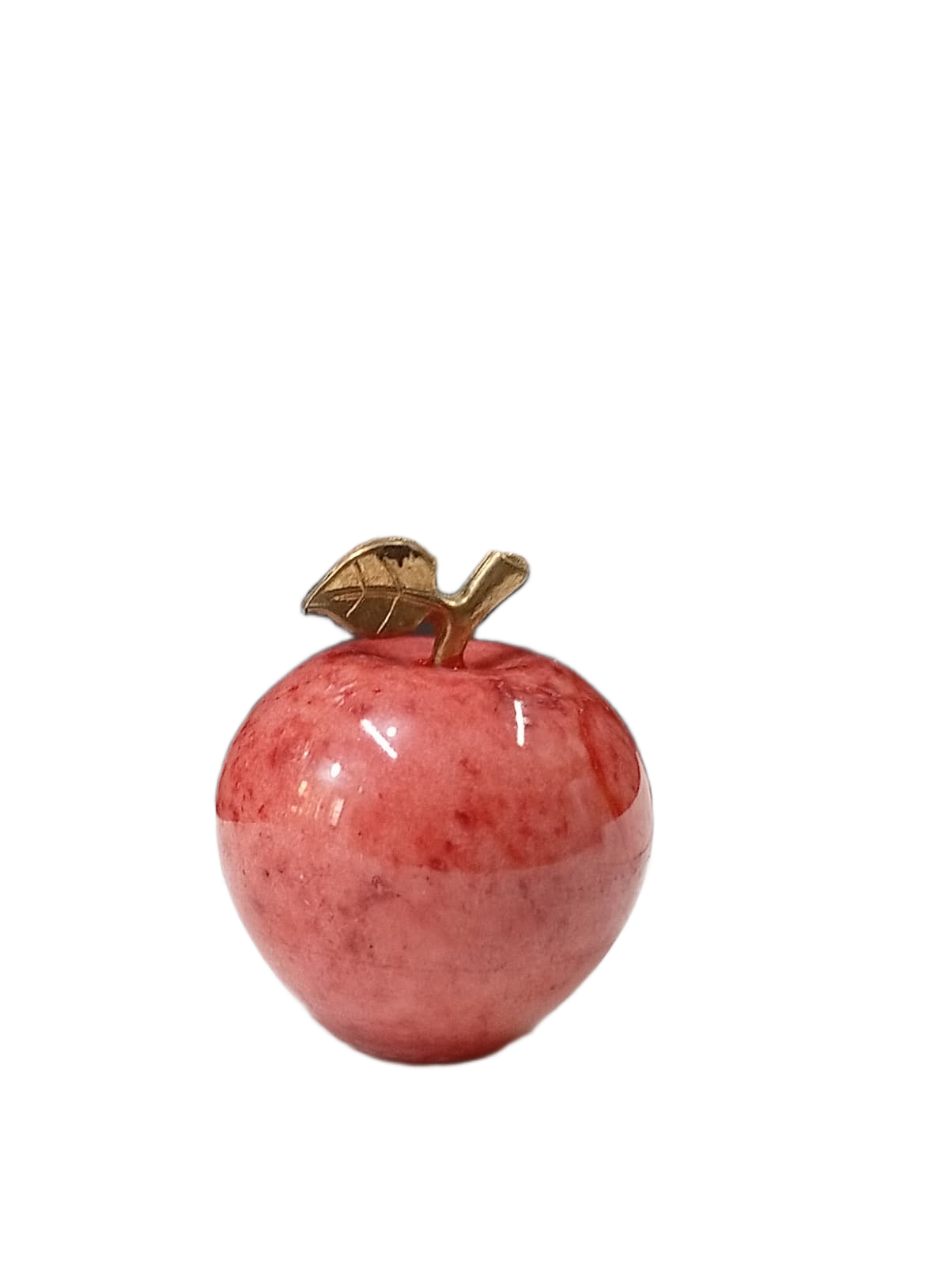Elegant Onyx Stone Apple Decor with Golden Leaf (Size: 7 cm) - Image 4