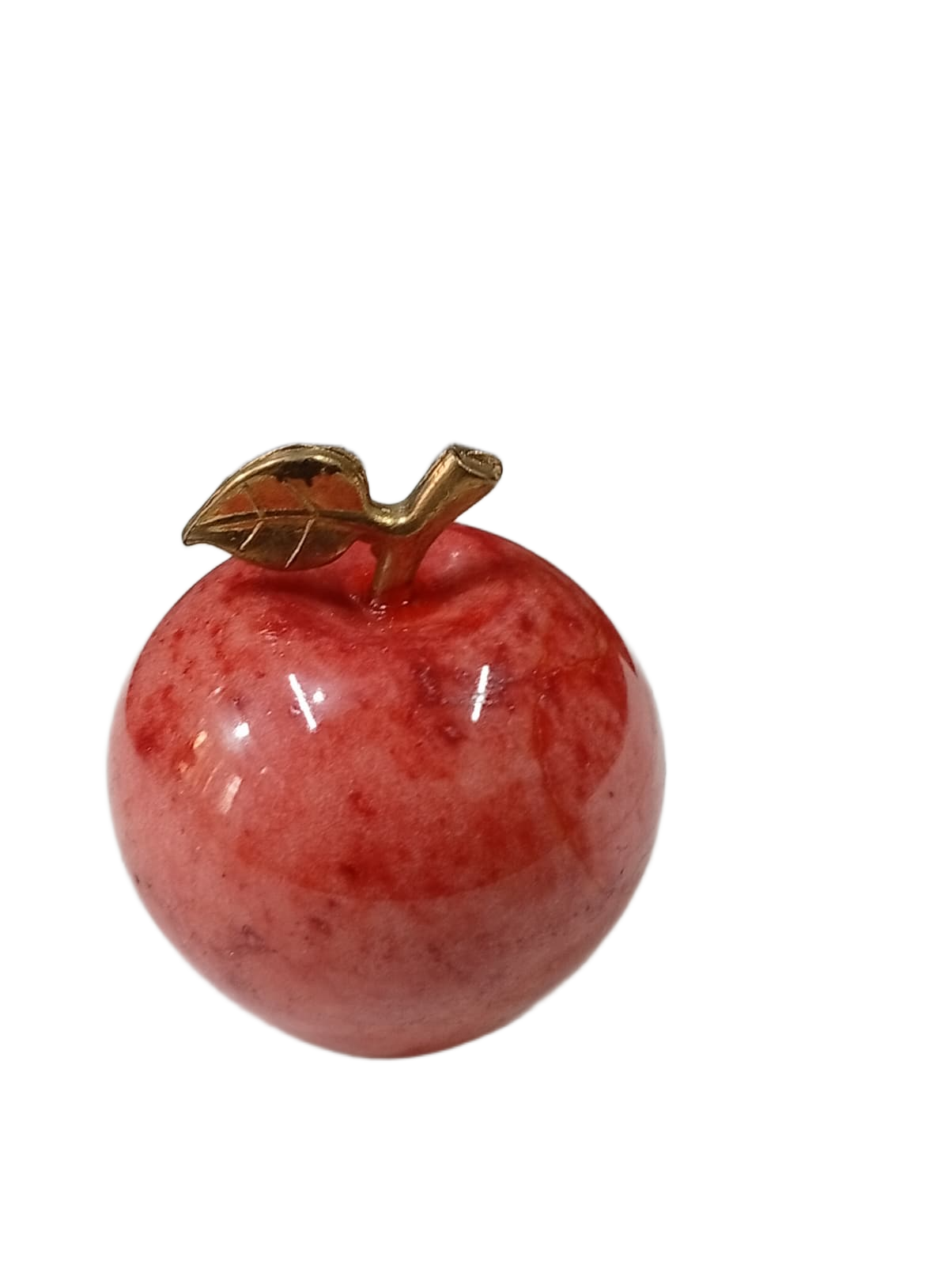 Elegant Onyx Stone Apple Decor with Golden Leaf (Size: 7 cm) - Image 5