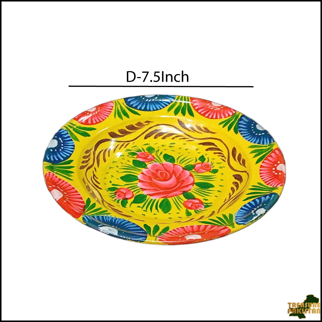 Handcrafted Truck Art Plate – Traditional Pakistani Decorative Plate (Size D-7.5inch)