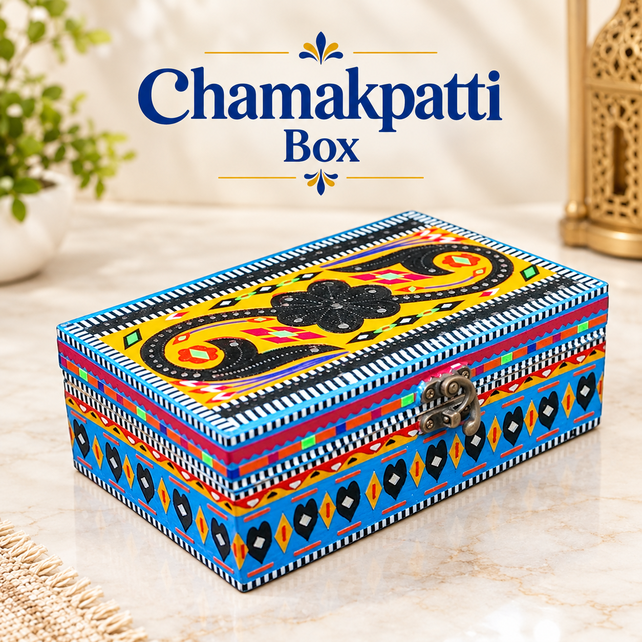 Chamakpatti Box: Real Truck Art Design for Storage and Decoration (W-13, L-20 cm)