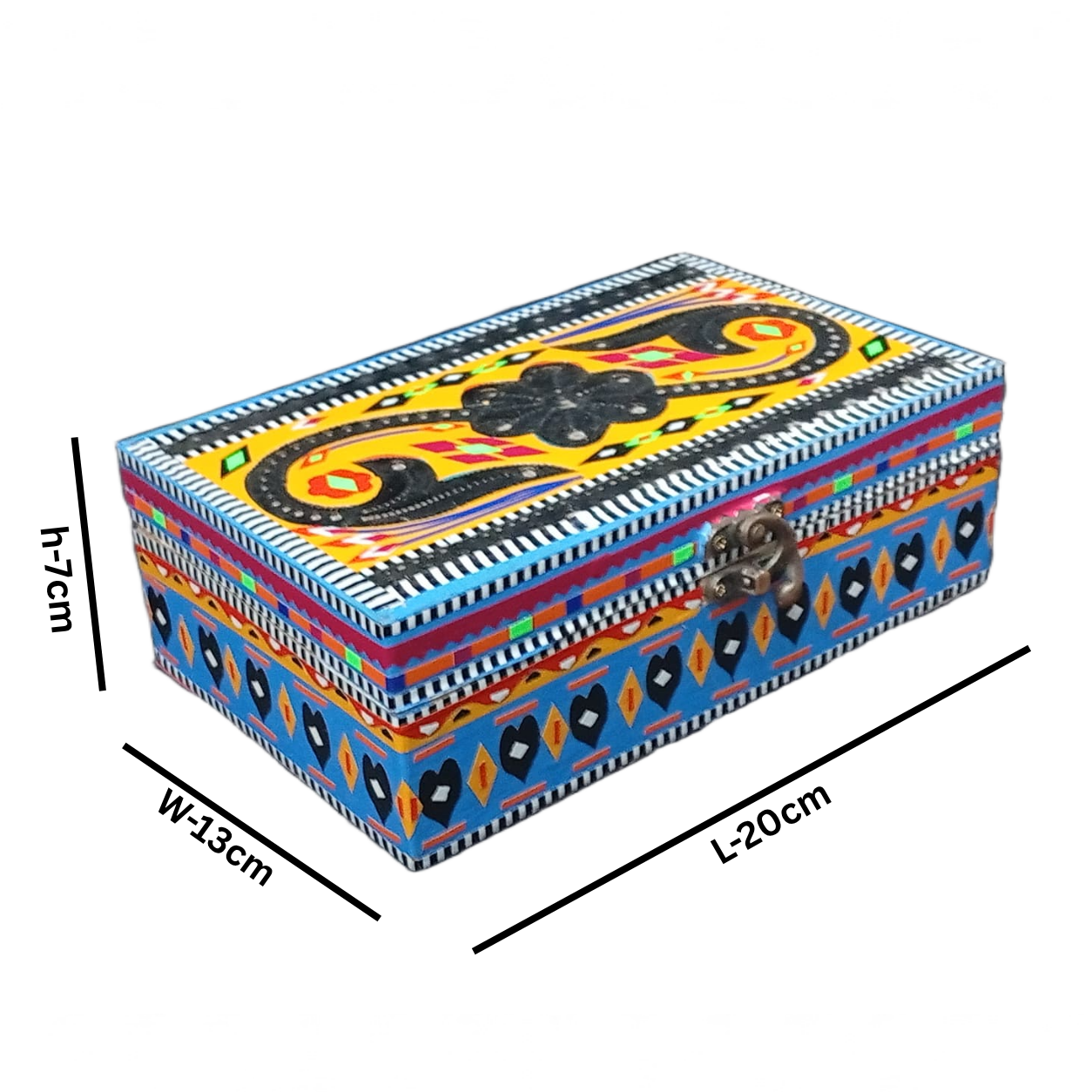 Chamakpatti Box: Real Truck Art Design for Storage and Decoration (W-13, L-20 cm) - Image 2